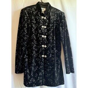 Vintage J.B.S. LTD. Women's Black Velvet Silver Sparkle Jacket Size 10